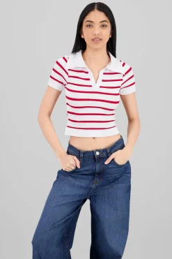 Top seamless rayas cuello polo