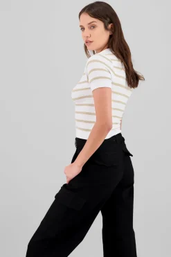 Top seamless rayas cuello polo