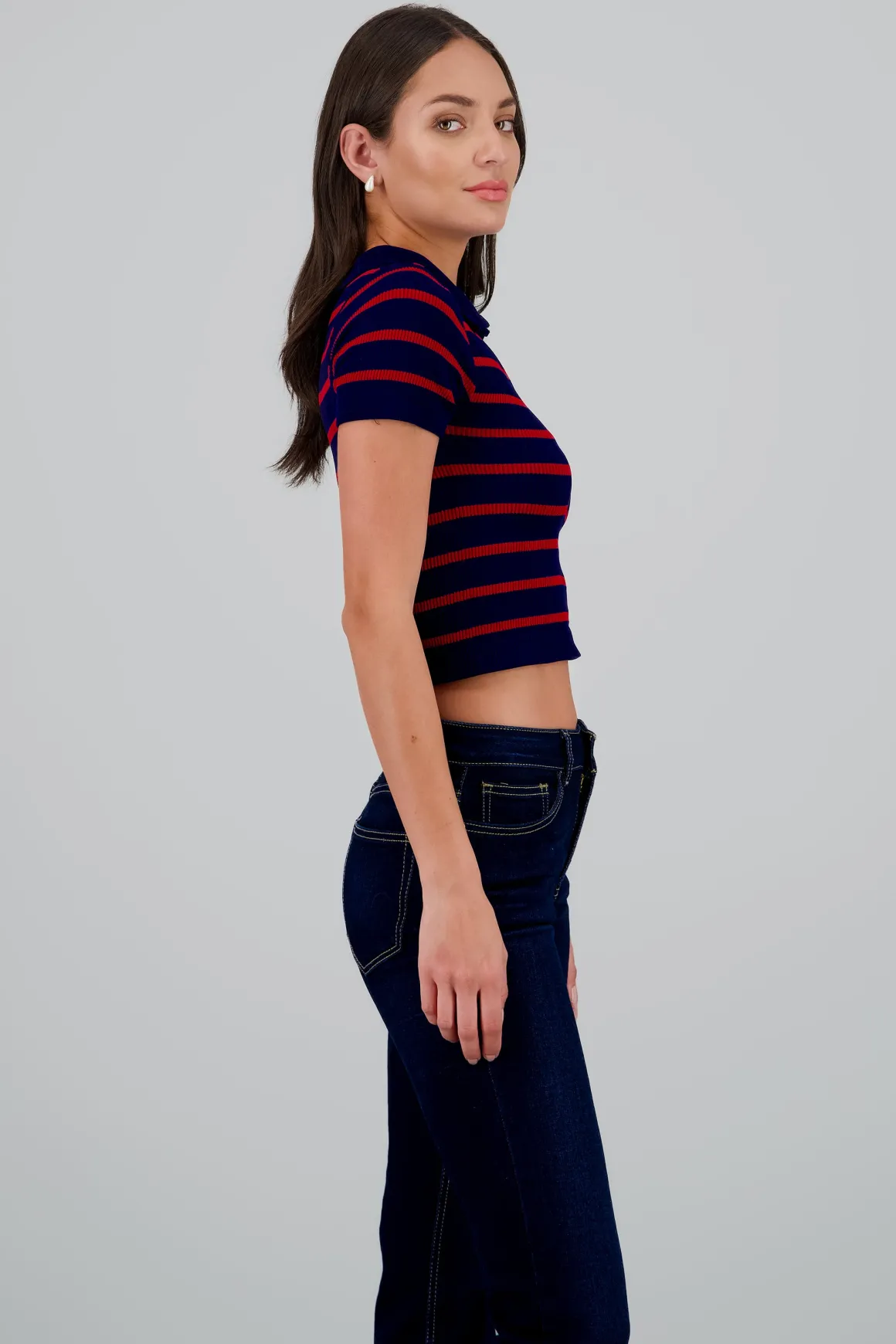 Top seamless rayas cuello polo