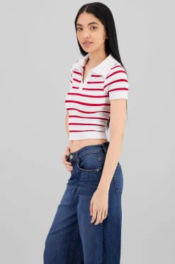 Top seamless rayas cuello polo