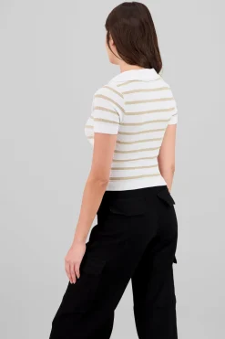 Top seamless rayas cuello polo