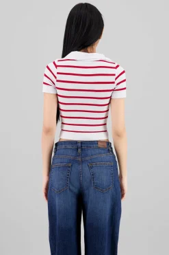 Top seamless rayas cuello polo