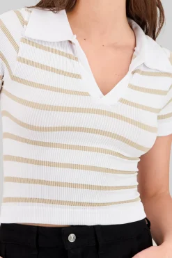 Top seamless rayas cuello polo