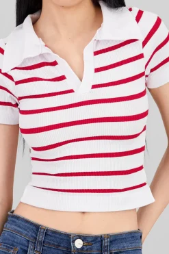 Top seamless rayas cuello polo