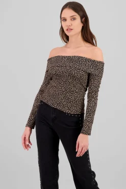 Top sin hombros animal print