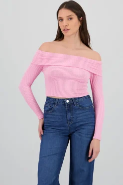 Top Sin Hombros Textura Rib