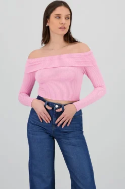 Top Sin Hombros Textura Rib