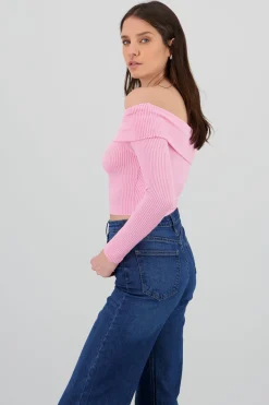 Top Sin Hombros Textura Rib