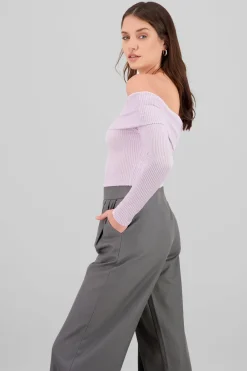 Top Sin Hombros Textura Rib