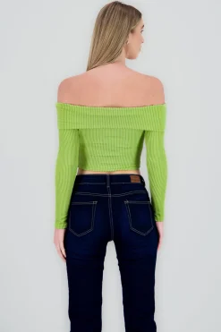 Top Sin Hombros Textura Rib