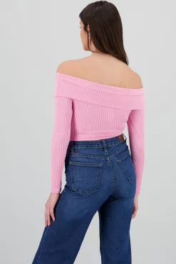 Top Sin Hombros Textura Rib