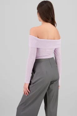 Top Sin Hombros Textura Rib