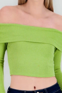 Top Sin Hombros Textura Rib