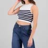 Top sin manga cuello redondo rayas seamless