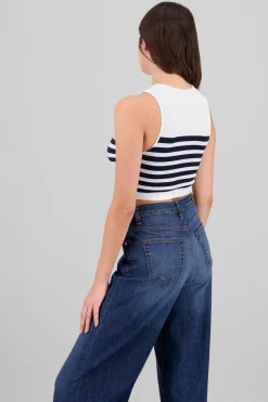 Top sin manga cuello redondo rayas seamless