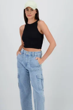 Top sin manga seamless cuello redondo