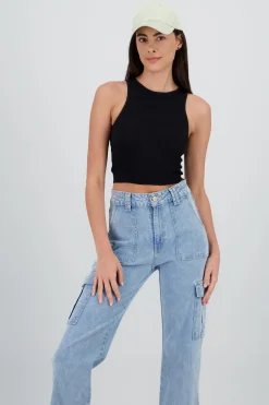 Top sin manga seamless cuello redondo