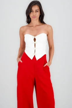 Top strapless detalle moños