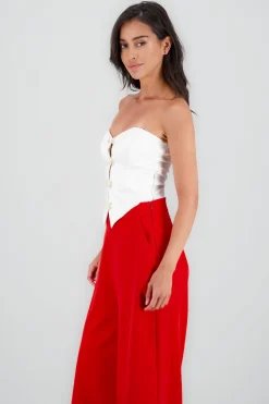 Top strapless detalle moños