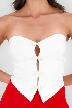 Top strapless detalle moños