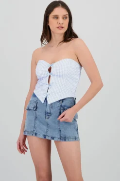 Top strapless escote corazon detalle moños