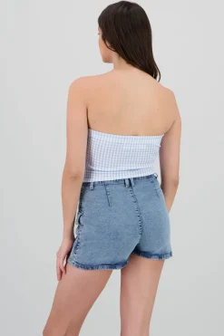 Top strapless escote corazon detalle moños