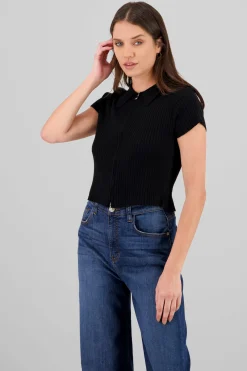 Top tejido con cierre liso