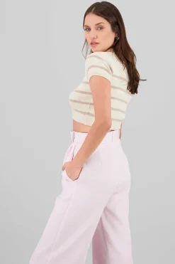 Top tejido cuello polo rayas