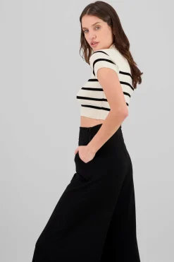 Top tejido cuello polo rayas