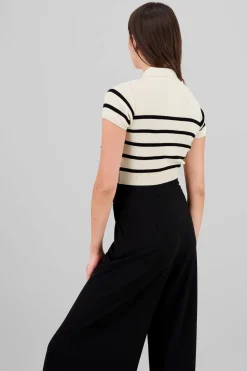 Top tejido cuello polo rayas