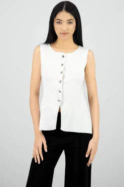 Top tejido largo abertura con botones