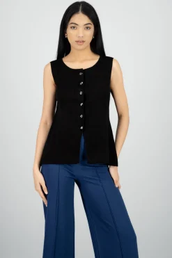 Top tejido largo abertura con botones