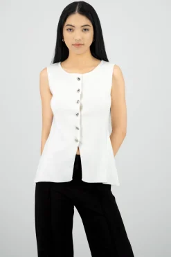 Top tejido largo abertura con botones