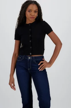 Top tejido manga corta con botones