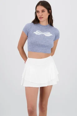 Top tejido manga corta detalle moño