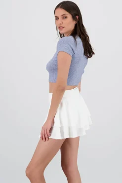 Top tejido manga corta detalle moño