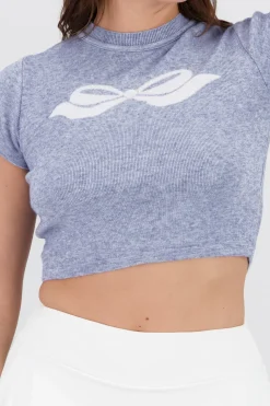 Top tejido manga corta detalle moño