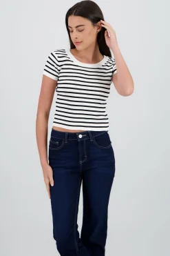 Top tejido manga corta rayas