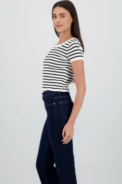 Top tejido manga corta rayas