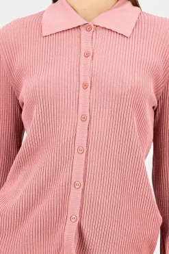 Top tejido manga larga botones