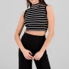 Top tejido rayas cuello alto