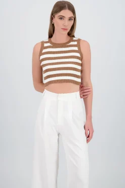 Top tejido rib rayas