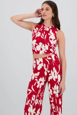 Top textura flores tropicales