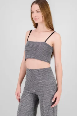 Top tirantes brillos textura