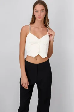 Top Tirantes Cuello V Con Botones