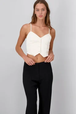 Top Tirantes Cuello V Con Botones