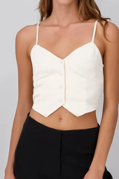 Top Tirantes Cuello V Con Botones