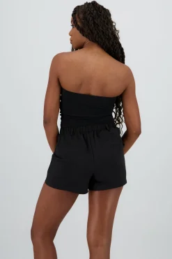 Top tubo corto plisado