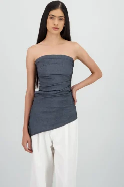 Top tubo costado plisado