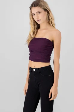 Top tubo drapeado mesh